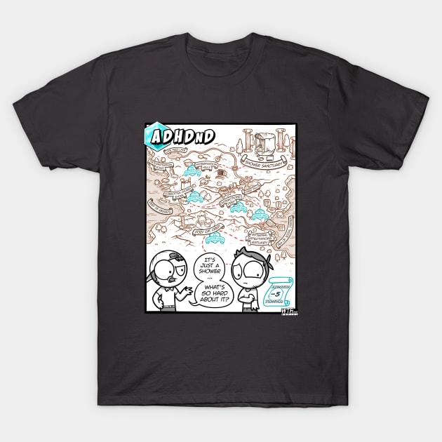 ADHDnD Shower Sanctuary T-Shirt by WTFrameComics